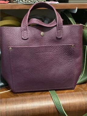 Portland Leather Plum Pebbled Leather Mini Crossbody Tote